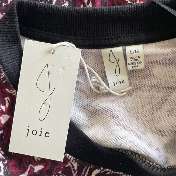 Joie Caleigh Paisley Floral Purple Cropped Sweatshirt Size Large - Picture 11 of 13